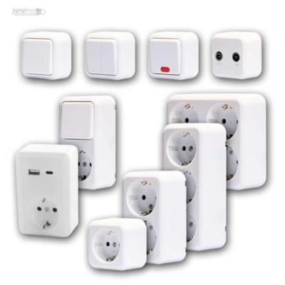 Aufputz Steckdosen & Schalter Serie FINERY, Innen-Schalterprogramm AP 230V IP20