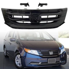 Fit 2014 2015 2016 Honda Odyssey EX LX Gloss Black Front Upper Hood Grille Grill