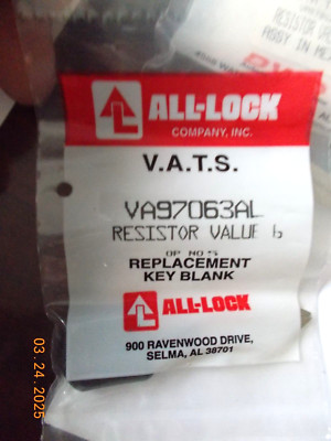 New All-Lock V.A.T.S. VA97063AL Replacement Key Blank, Resistor Value 6