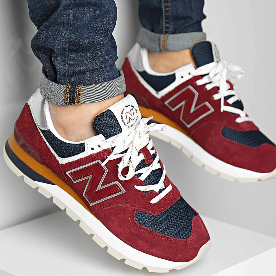 New Balance 574 Rugged ML574DHR Garnet/Navy Men&#039;s Training Casual |