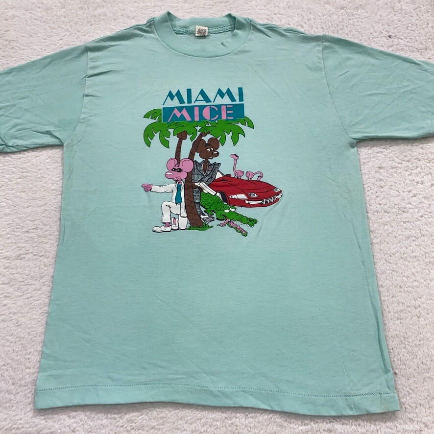 vintage 80s MIAMI VICE MICE PARODY CARTOON T-Shirt MEDIUM single