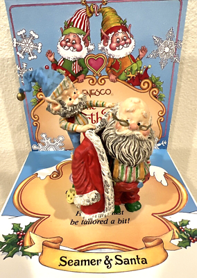 Vintage Enesco The North Pole Village Seamer Elf & Santa 831549