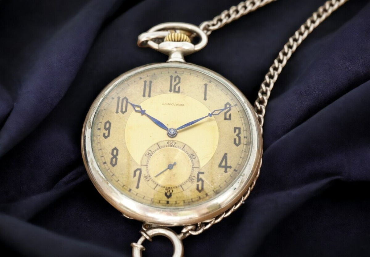 Vintage EFC Longines 1725 Swiss rare mechanical pocket watch with