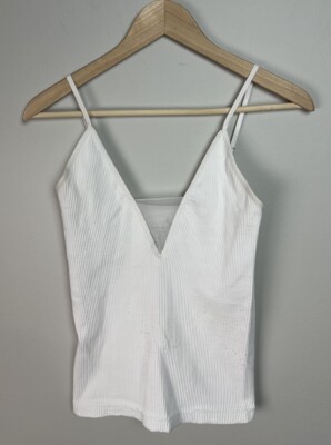 Free People Intimately Come Around Cami Tank Top White M/L Nylon Spandex Women s