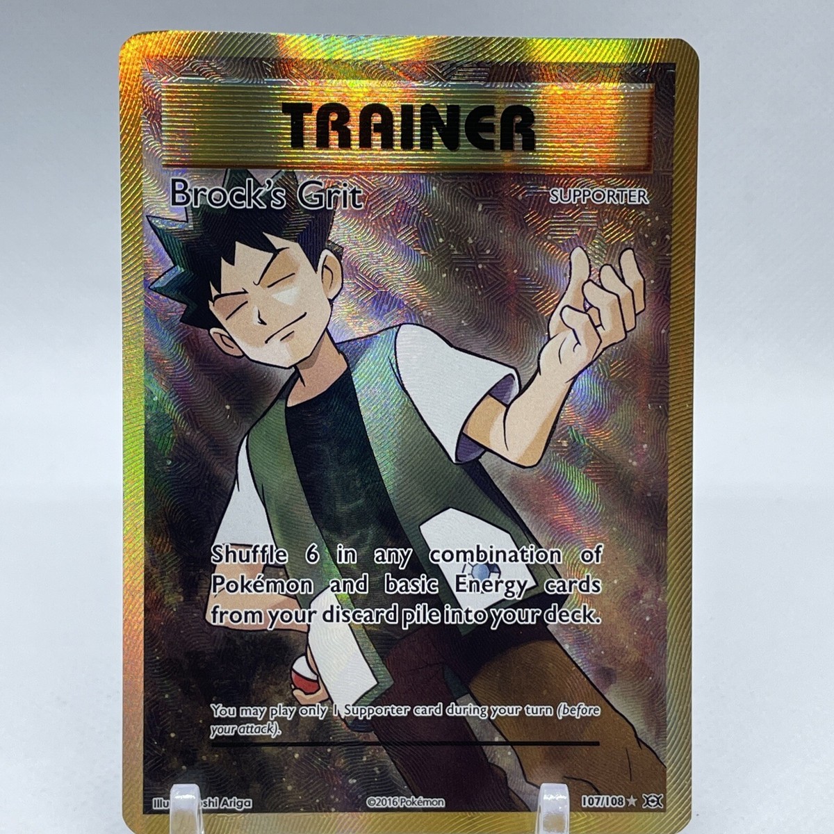 Brock's Grit 107/108 Full Art Trainer Holo - 2016 Pokemon XY