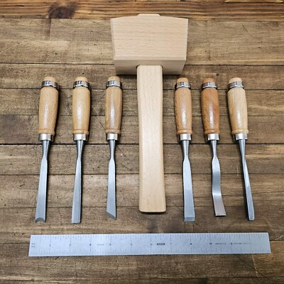 Woodworking Gouges Chisels, & Hard Maple Mallet • Vintage Woodworking ...