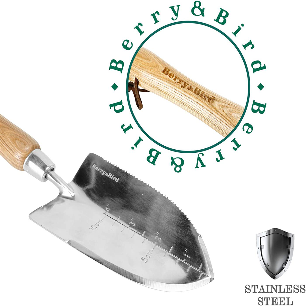 Berry&Bird Garden 3 in 1 Hand Trowel Serrated Planting Shovel Garden