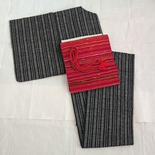 kimono Gray Black striped Single Wear Japanese Traditional wear