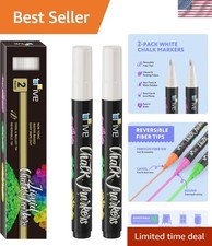 White Liquid Chalk Markers - 2 Pack Bright Colors Erasable Chalk Marker Pens,...