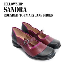 Fluevog EXCELLENT Fellowship Sandra black/burgundy Mary Jane low heel - 7.5/8