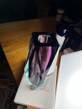 Vintage Italian Murano Glass Burgundy/Blue Sommerso Faceted Vase by Mandruzzato
