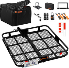 40x40x6 Extra Deep Square Trailer Hitch Cargo Carrier 30 Cuft Square Waterp