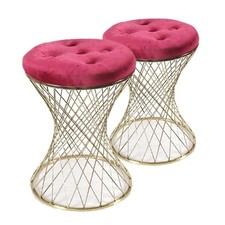 SET 2 SGABELLI LISBONA IN METALLO CON SEDUTA IMBOTTITA Ø 35 X 47 CM ROSSO