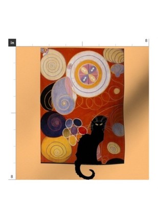Fine Art-Hilma af Klint s  They tens mainstay IV  and Le Chat Noir-Fabric Swatch