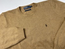 Vintage Polo Ralph Lauren Beige Cotton Knit Sweater Size XL Crew Neck Pullover