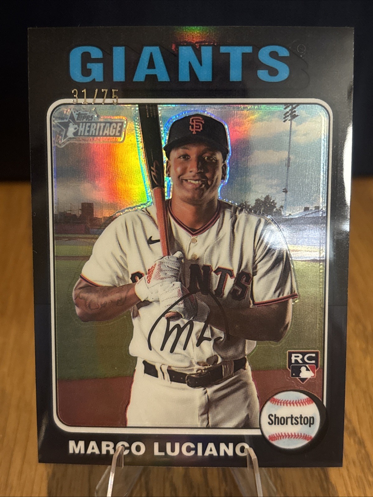 2024 Topps Heritage - Marco Luciano #391 Chrome Black Refractor /75 (RC)