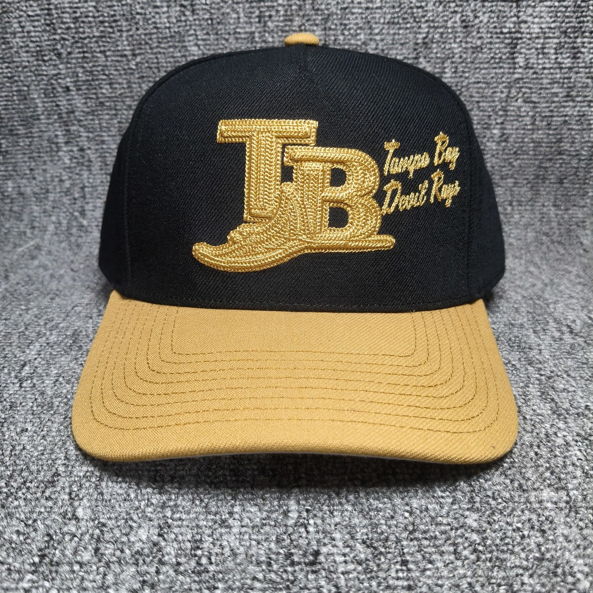 Mitchell & Ness Tampa Bay Devil Rays MLB Old Logo Strapback Hat Black Gold