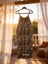 Universal Thread Multicolor Geometric Midi Dress Sleeveless Round Neck Strap M