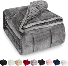 Wemore Sherpa Fleece Weighted Blanket for Adult, 15 lbs Dual Sided Cozy Fluffy H