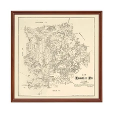Old Map of Kendall County, TX 1879 - Vintage Texas Art