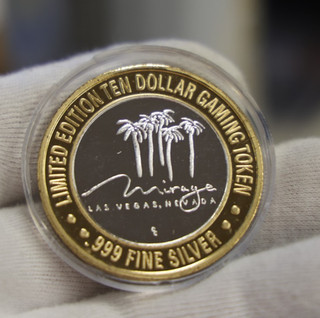 The Mirage Las Vegas NV Casino $10 Gaming Token .999 Fine Silver Strike..