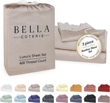 Bella Coterie Luxury Bamboo Viscose Twin XL Size Sheet Set 100 Organically Gr