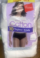 Hanes Women's 100 Cotton White Briefs 9 pk. Tagless soft and breathable sz 9 2XL