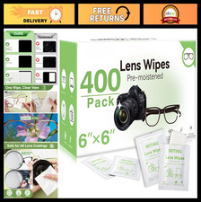 400 Count Lens Wipes 6x6" Pre-Moistened Cleaner for Eyeglasses, Screens Camera