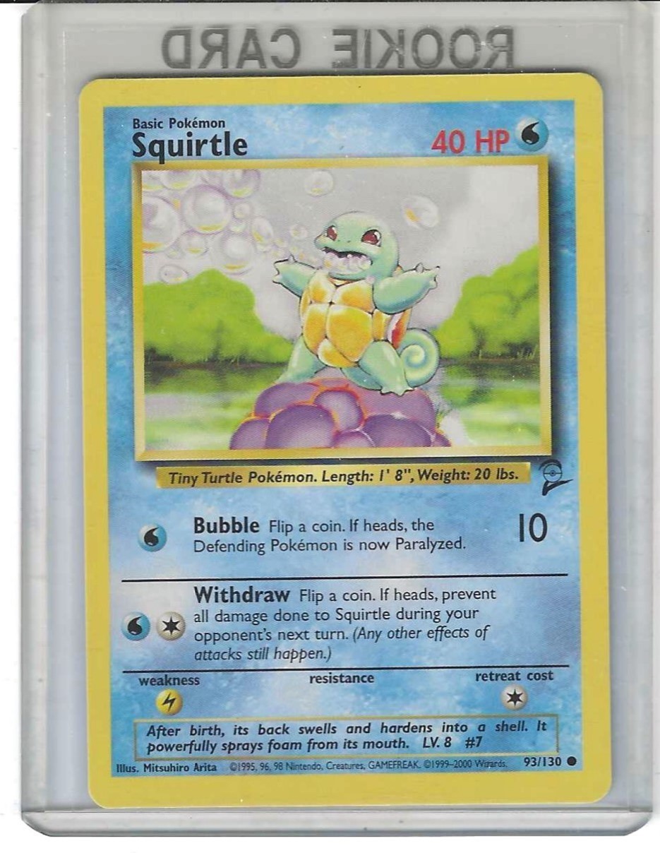 POKEMON BASE SET 2 SQUIRTLE COMMON UNLIMITED CARD # 93/130 UNPLAYED