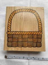 Wooden Rubber Stamp In Basket Design By Azedi Earles Vintage