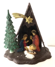 VTG Christmas Manger Nativity Scene-Hard Plastic- Hong Kong-3.5"