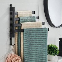 4 Arms Swivel Towel Bar Rail Rack with Wall Mounted 180° Rotation Towel Hanger