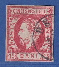 Romania 1869 Prince Charles I with Full Beard 15 Bani Mi No. 30 Stamped 