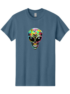 Alien-Skull-8 Mens Graphic Tee, 100% Cotton, Casual Summer Wear