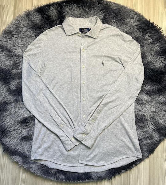 Men Polo Ralph Lauren Shirt Grey Cotton XL #CJVJ