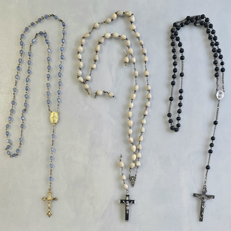 LOT Vtg Antique Religious Rosary Bead Necklaces 1 Necklace Job Tears Italy Cross