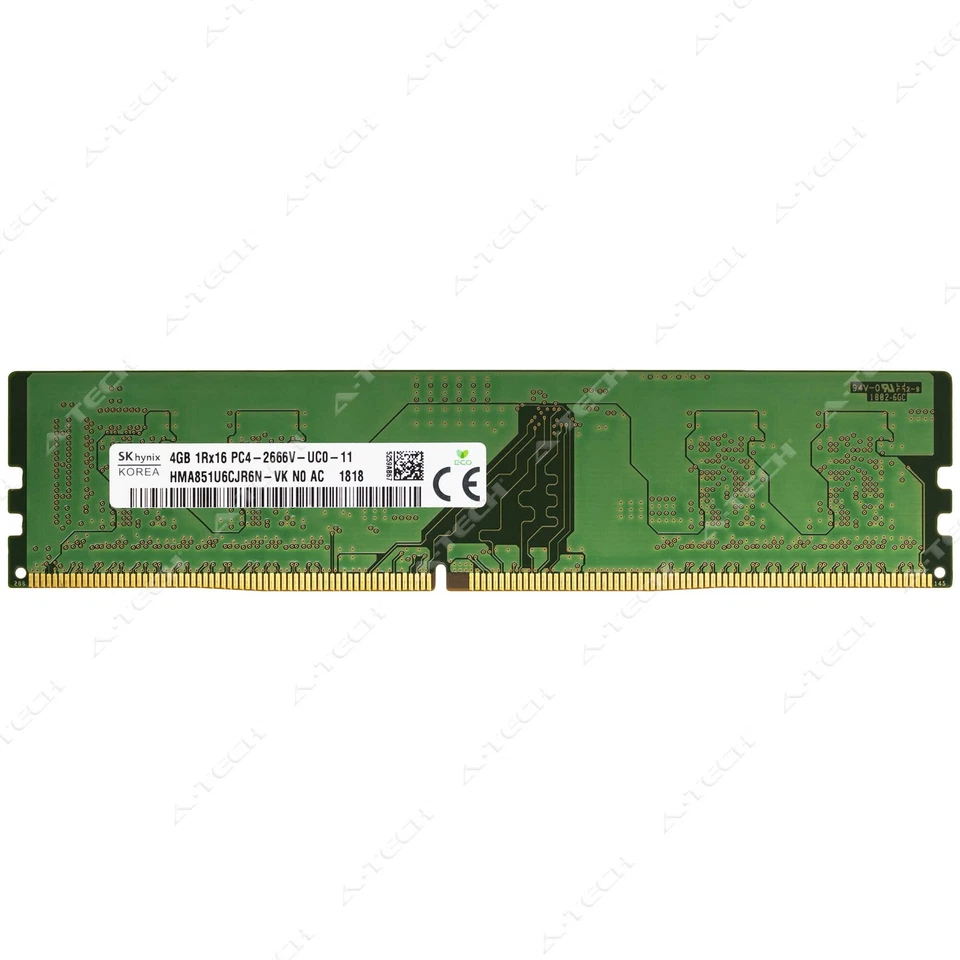 Memoria RAM de escritorio Hynix 4 GB DDR4 2666 MHz PC4-21300 1Rx16 DIMM HMA851U6CJR6N-VK