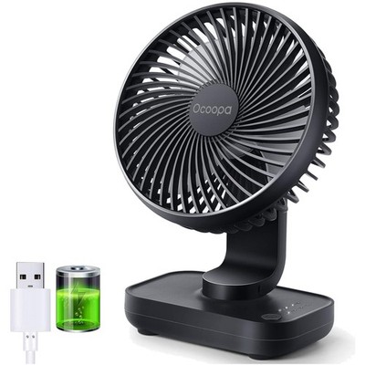 USB Ventilator Tischventilator leise 4000mAh Akku 4 Geschwindigkeiten Luftzir...
