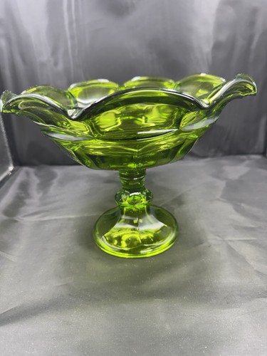 Green Glass Candy Dish 7.5” Tall X 10” Diameter - Picture 2 of 8