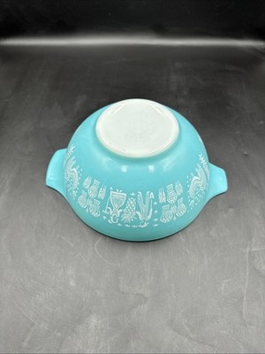 Vintage Pyrex 442 Butterprint Turquoise Cinderella Mixing Bowl 1.5 Qt