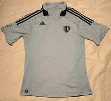 Vintage Adidas Sporting Kansas City MLS Soccer Jersey Light Blue Collared Mens L
