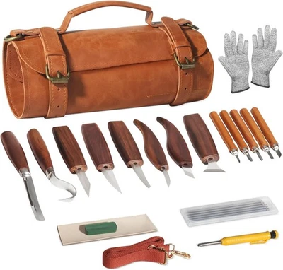 Kit de sculpture en bois, Ensemble de couteau de sculpture pour les débutants - Photo 1/4