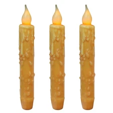 CVHOMEDECO. Real Wax Hand Dipped Battery Operated LED Timer Taper Candles Rus...