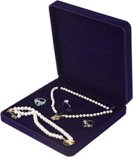 Velvet Jewelry Set Box, Velvet Gift Box for Bracelet Necklace Earring Ring (Blue