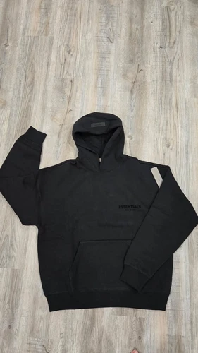 Felpa con cappuccio Fear of God Essentials scamosciata retro applique logo (limousine elasticizzata) taglia M