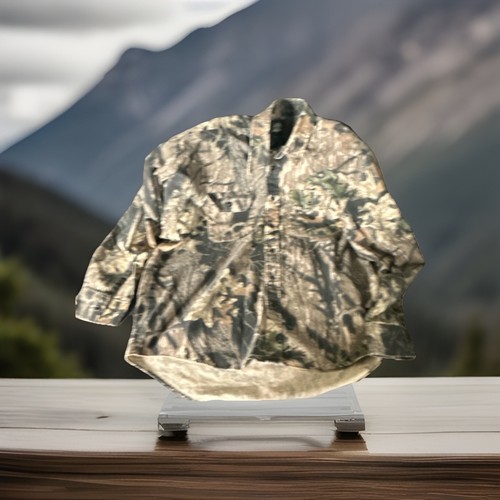 Camicia UOMO Wolf Mountain mimetica con bottoni davanti manica lunga XL marrone verde - Foto 4 di 4