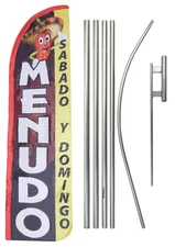 Menudo Sabado Y Domingo Advertising Swooper Flag & Flag Pole Kit & Ground Spike
