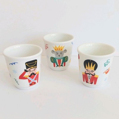 Bialetti 3er Set Nussknacker Espressotassen Demitasse Porzellan 90 ml Weihnachten