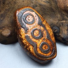 Tibetan Six Eye Dzi Bead Pendant Agate Chalcedony Amulet Unisex