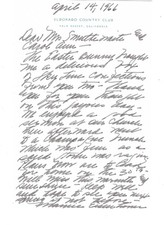 Mrs. Eisenhower Writes From Her Palm Desert, California, Country Club